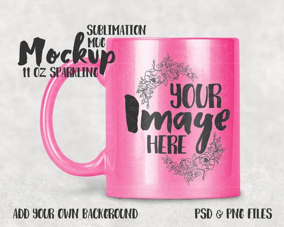 Sparkling Pink Coffee Mug Template Mockup Includes 2