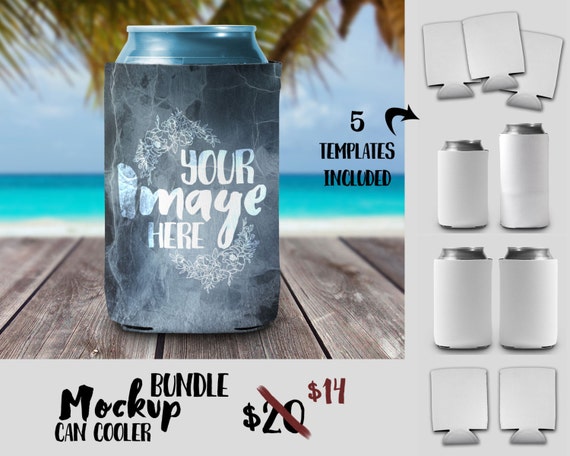 Can Cooler Mockup Template Drink Holder Can