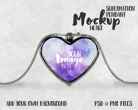 Dye Sublimation Heart Shaped Pendant Mockup Template With Chain