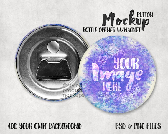 Download Free Button Bottle Opener With Magnet Mockup Template With ...