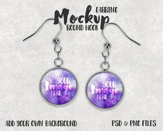 Download Free Round Silver Hook Earring Template Mockup Dangle ... PSD Mockup Templates