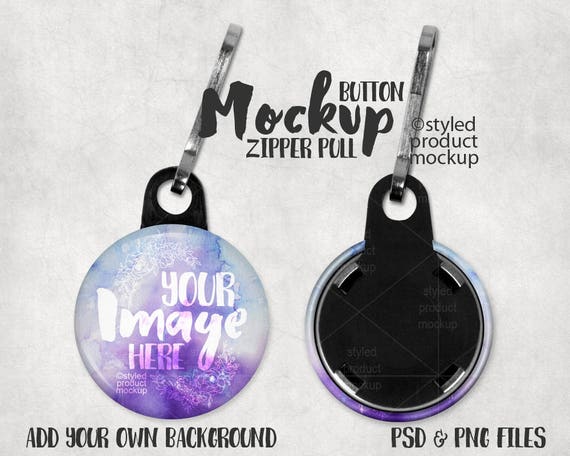 Zipper Pull Button Mockup Template With Front And Back