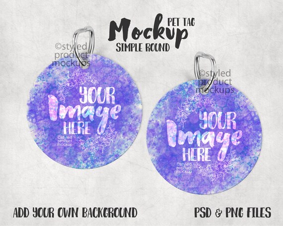Double Sided Round Pet Tag Shown Flat Mockup Template