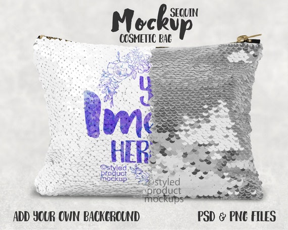 Dye Sublimation Sequin Cosmetic Bag Half Metallic Free Packaging Mockups Templates All Download
