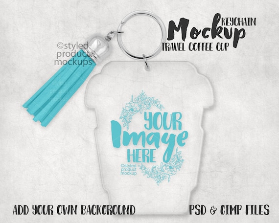 Travel Coffee Cup Shaped Clear Acrylic Keychain For Vinyl