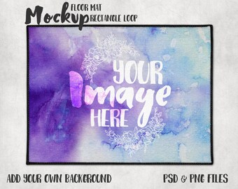 Download Free Loop floor mat mockup template | Rectangle rug for dye sublimation mockup | Add your own background and image PSD Template
