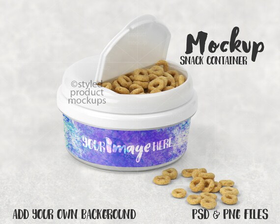 Snack Container Open With Cereal Mockup Template Add