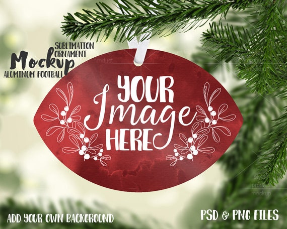 Football Shaped Aluminum Christmas Ornament Mockup Templateadd Your