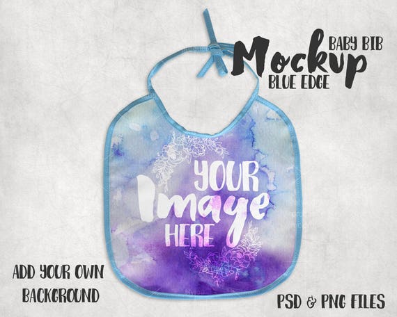 Sublimation Baby Bib With Blue Trim Template Mockup