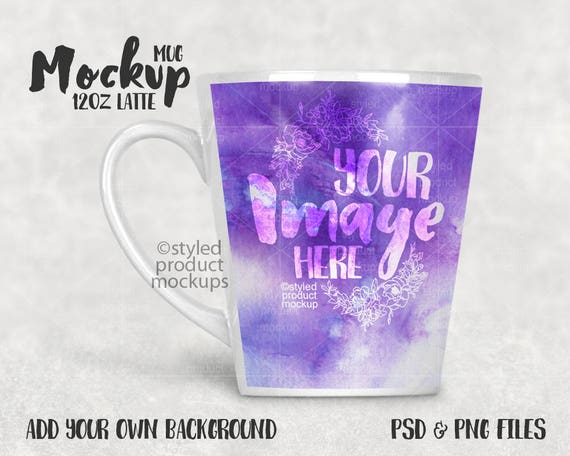 Download Free 12 Ounce Latte Mug Template Mockup Includes 2 PSD Mockups.