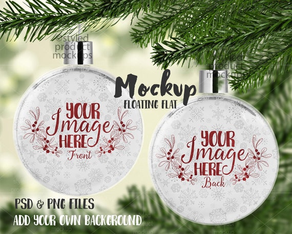 Double Sided Round Flat Floating Ball Ornament Mockup