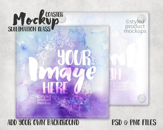 Square Glass Sublimation Coaster Mockup With Front And Back Square Glass Sublimation Coaster Mockup With Front And Back