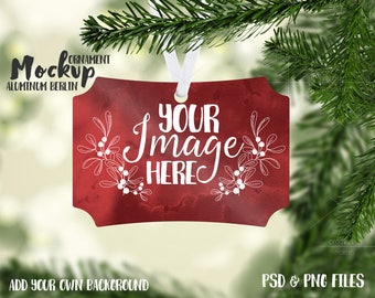 Download Free Berlin aluminum Christmas ornament mockup template |Add your own Image and Background PSD Template