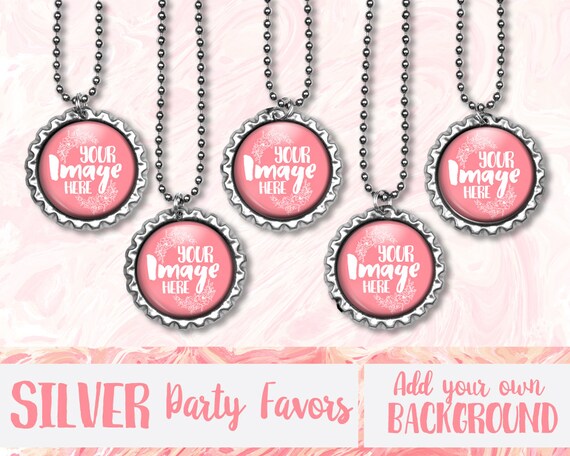 Bottle Cap Pendant Template Mockup With Ball Chain 