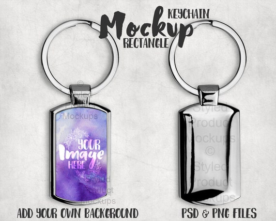 Download Free Dye Sublimation Silver Rectangle Key Chain Mockup ...