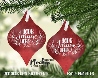 Download Free Tapered double sided aluminum Christmas ornament mockup template |Add your own Image and Background PSD Template