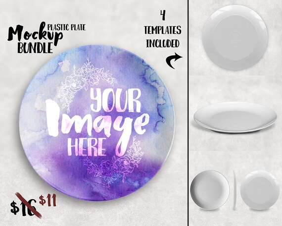 Plastic Plate Mockup Templatepersonalized Plate Mockup Add