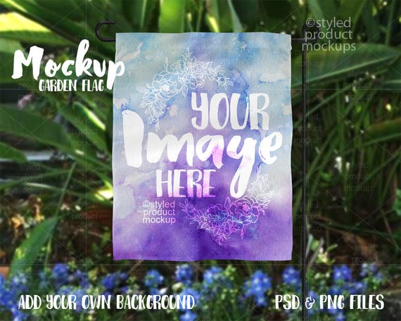 Hanging Garden Flag Mockup Template Add Your Own Hanging Garden Flag Mockup Template Add Your Own
