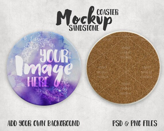 Round Sandstone Coaster Mockup With Front And Back View