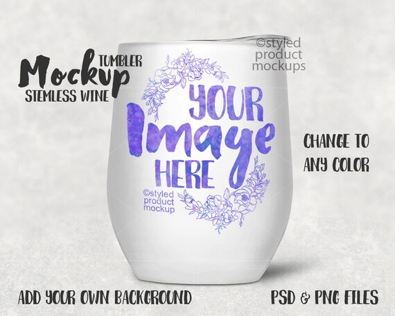 Dye Sublimation 12 Oz Stemless Wine Tumbler Mockup Template