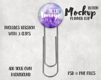Download Free Button Planner Clip Mockup Template | Add Your Own Background | Includes multiple clip version PSD Template