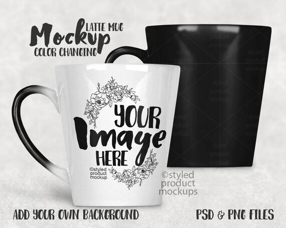Color Changing 12 Ounce Latte Mug Template Mockup