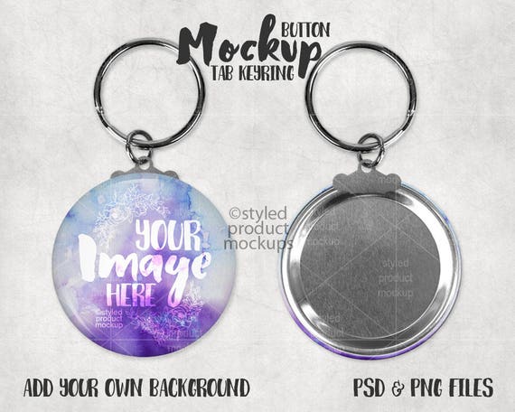 Button Keyring Mockup Template With Metal Tab Front And Button Keyring Mockup Template With Metal Tab Front And