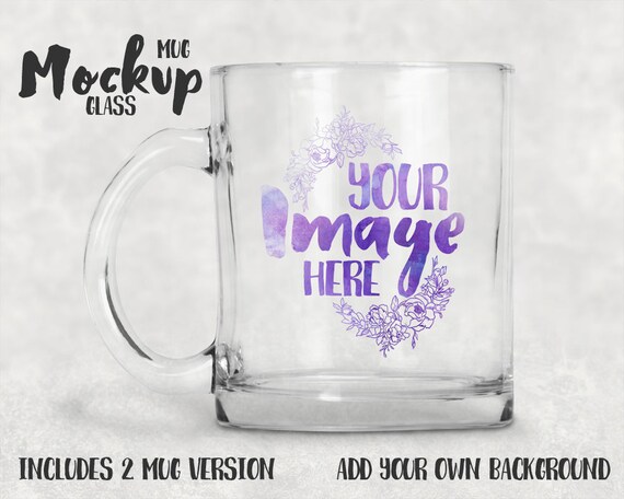 11 Ounce Clear Glass Mug Template Mockup Add