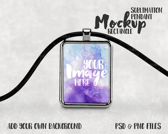 Dye Sublimation Rectangle Pendant Mockup Template With Rope Necklace