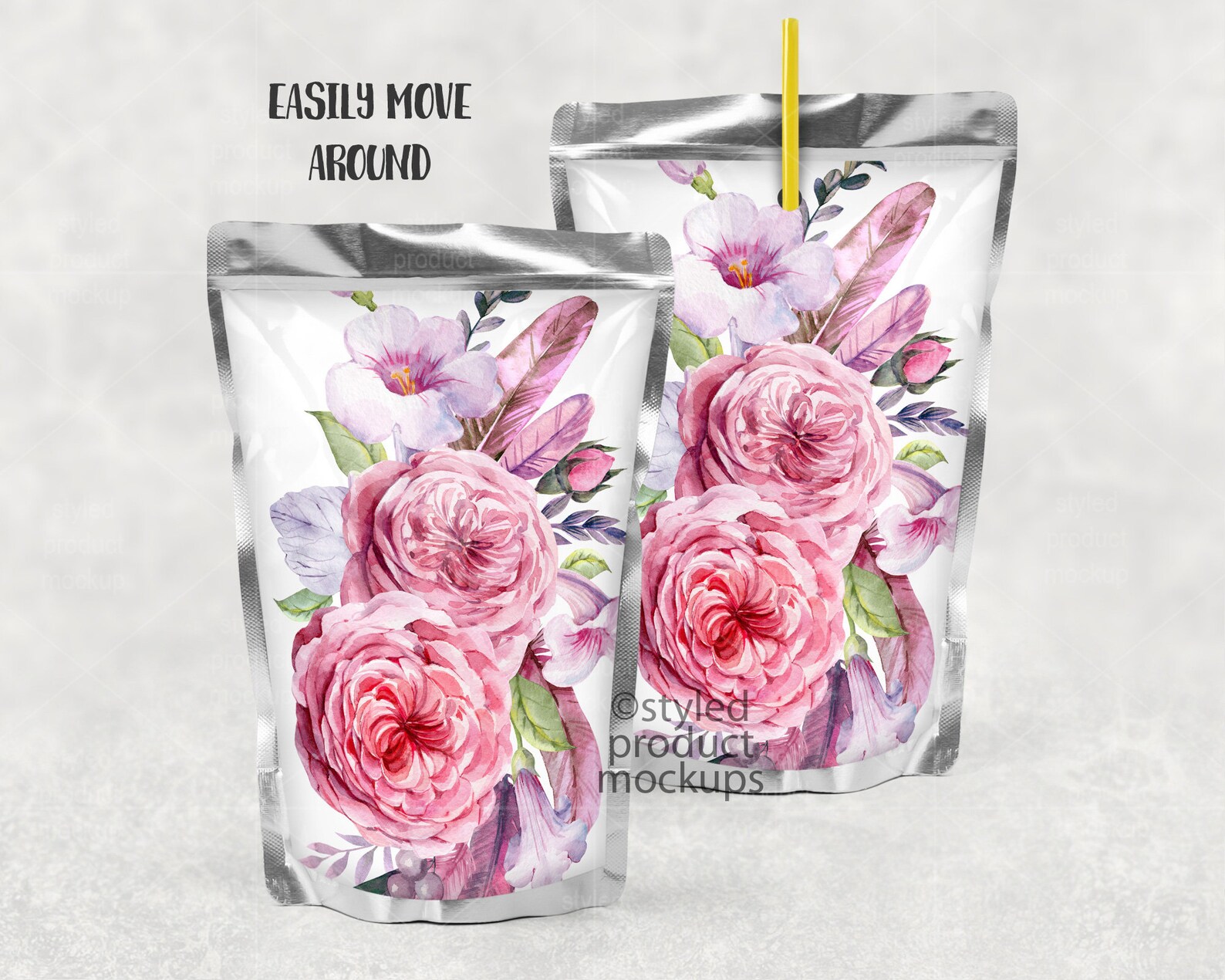 Juice Pouch Label Sticker Mockup Add Your Own Image and Etsy