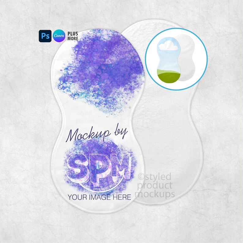 Peanut Shaped Burp Cloth Mockup | PSD, PNG, EPS & Canva | Sublimation Baby Burp Rag image 1