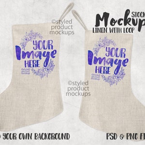 Dye sublimation linen stocking Mockup | Add your own image and background