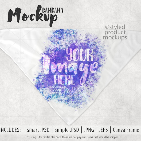 Dye sublimation bandana mockup template | Add your own image and background