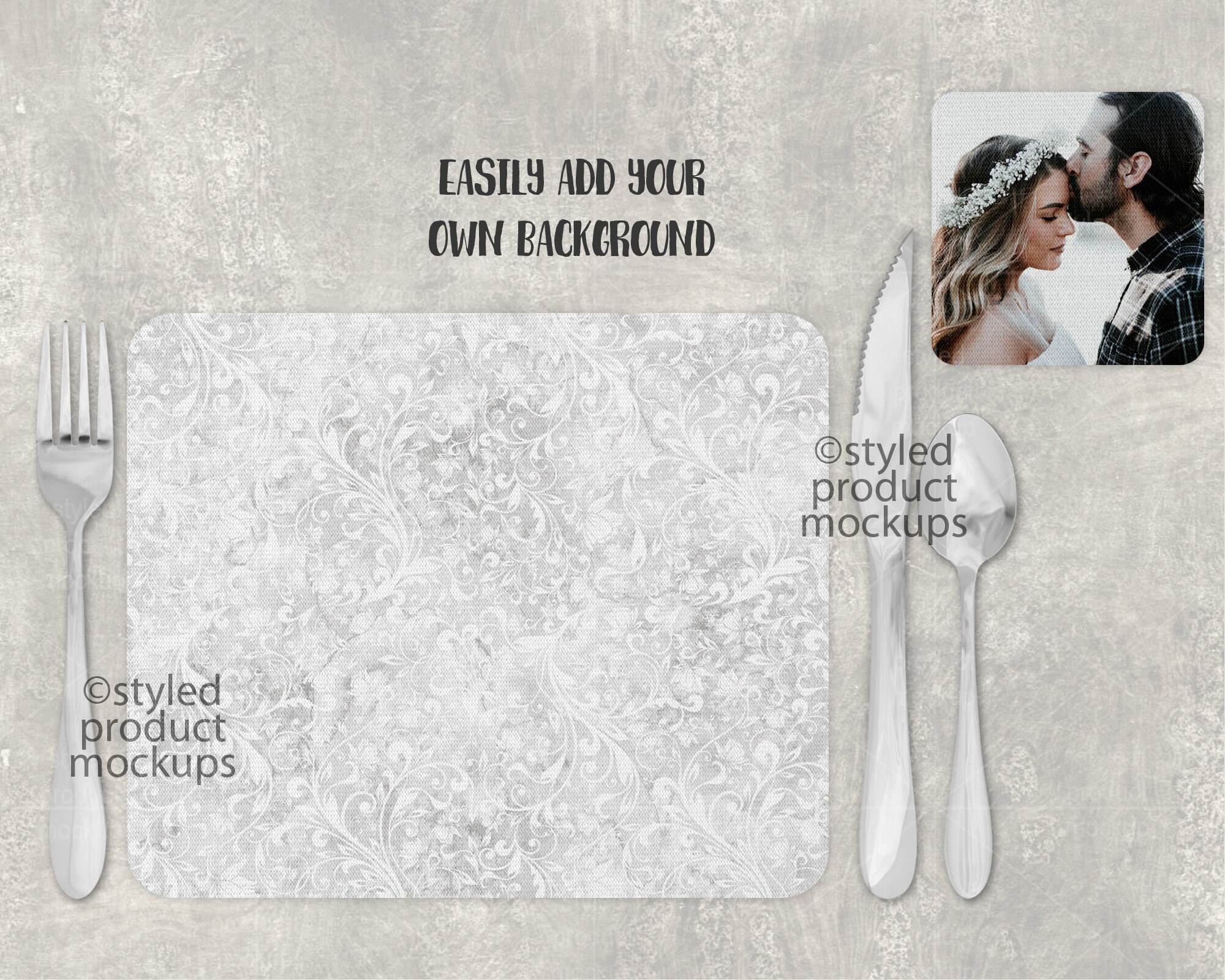 Dye Sublimation Placemat and Coaster Set Mockup Add Your Own Etsy UK