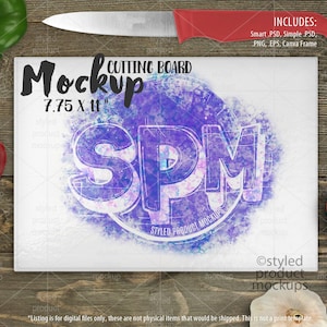 Rectangle cutting board with pebble texture mockup | Add your own image and background