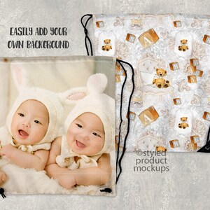 Two Sided Drawstring Backpack Template Mockup Add Your Own Image and