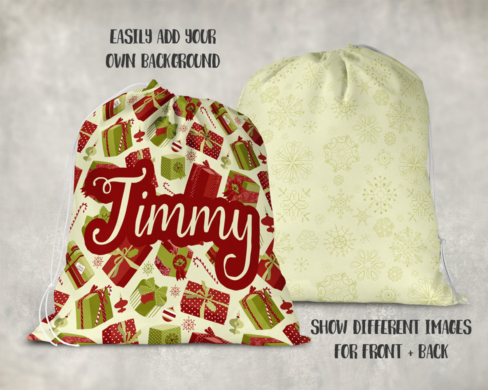 Download Santa Sack / Laundry Bag template mockup front and back ...