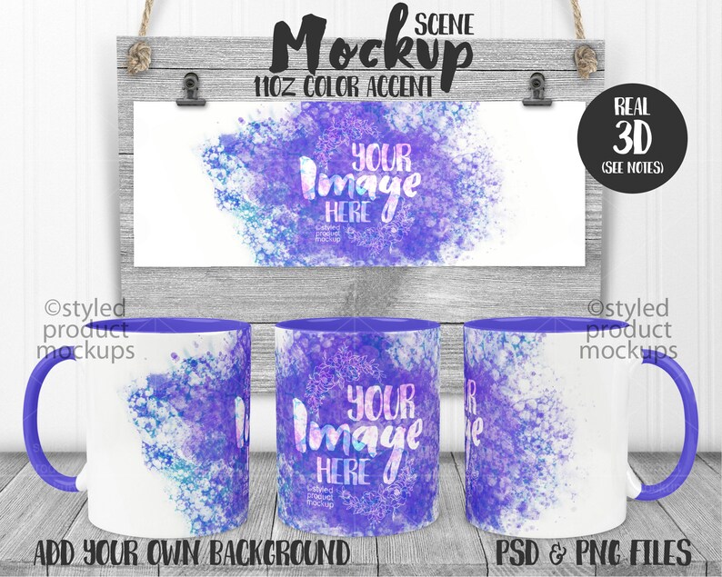 Dye sublimation 11oz full wrap coffee mug with color accent Etsy