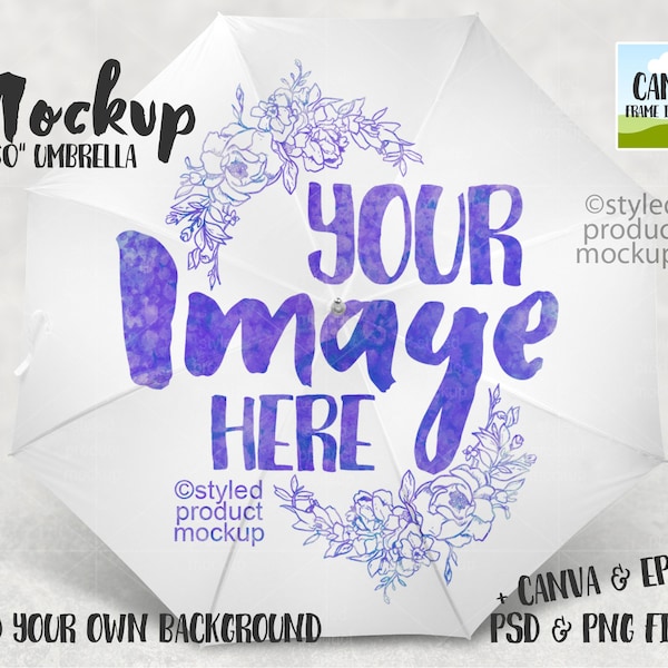 Dye sublimation umbrella mockup | Add your own image and background | Canva frame mockup