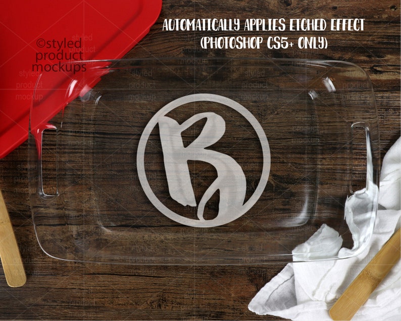 Glass etched baking dish mockup template Add your own image Etsy