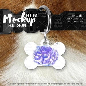 Bone Pet Tag Collar Mockup | Sublimation (Digital Download)