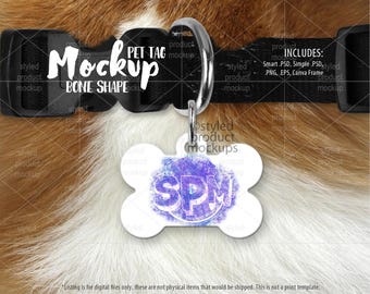 Bone Pet Tag Collar Mockup | Sublimation (Digital Download)