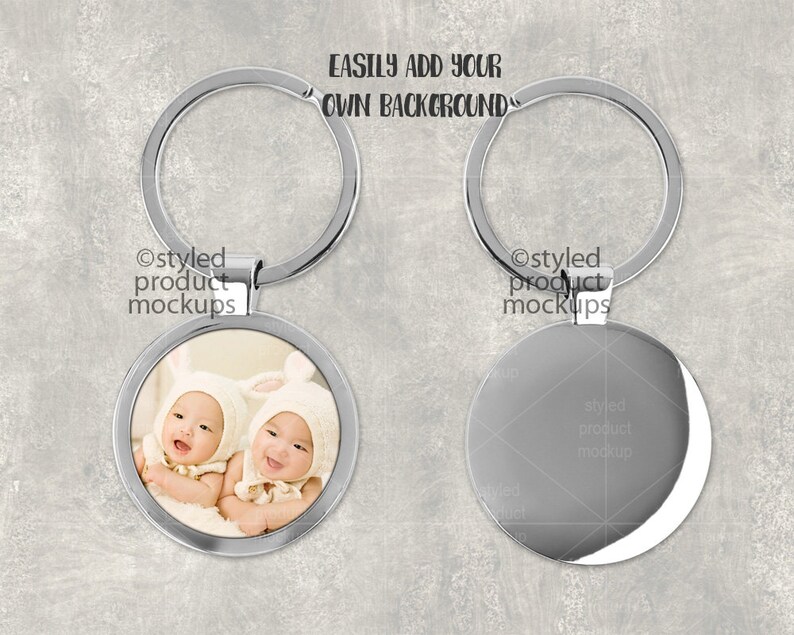 Download Dye sublimation round metal keychain mockup template Add ...