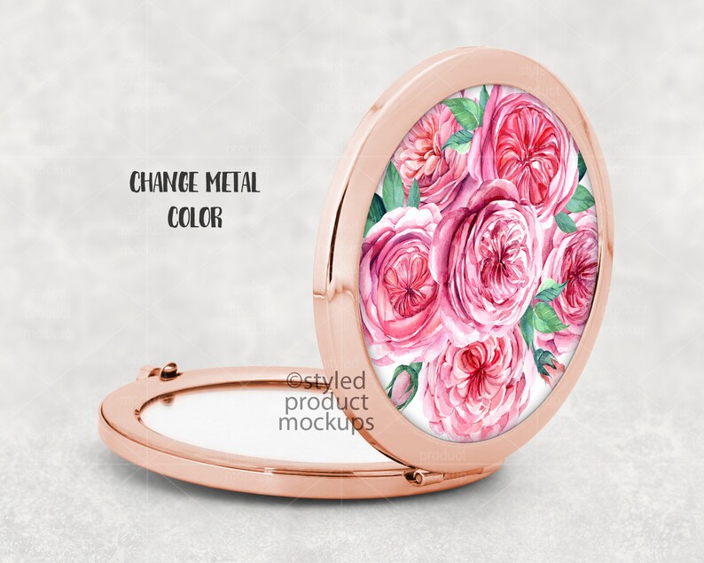 Download Dye sublimation round metal compact mirror mockup Add your ...