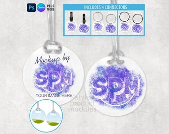 Round Luggage Tag Mockup | Sublimation PSD, PNG, EPS, Canva