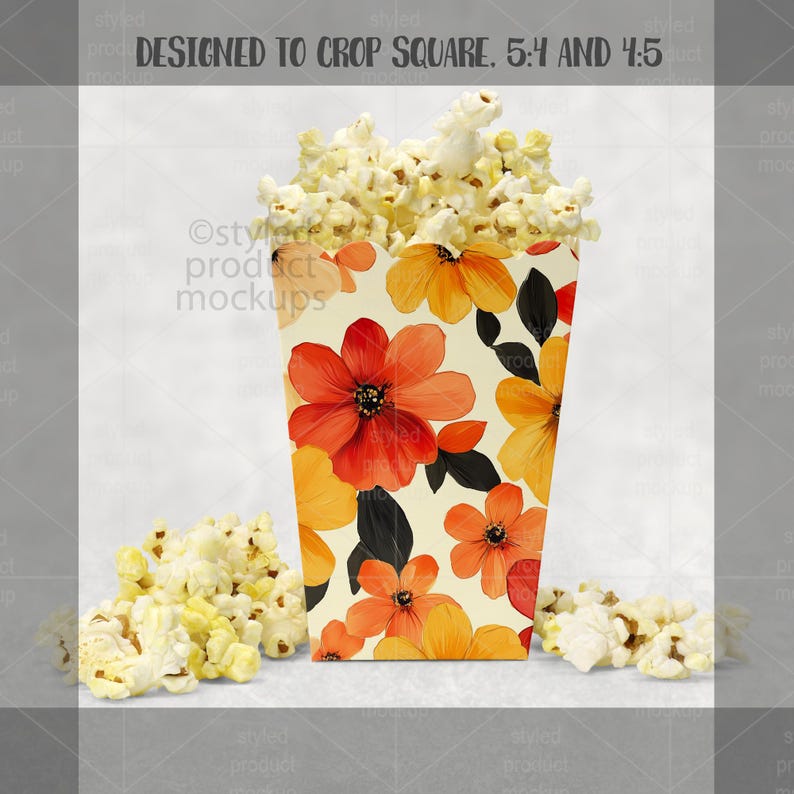 Party Favor Popcorn Box Mockup | PSD Smart Object, PNG, EPS & Canva Frame image 6