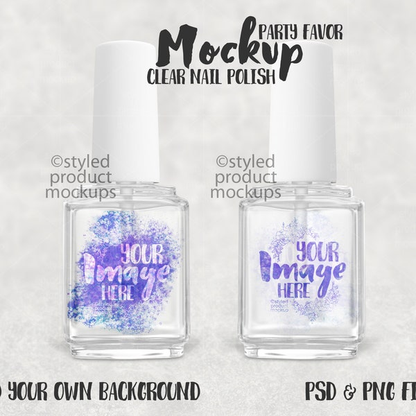 Clear nail polish label party favor Mockup | Add your own image and background