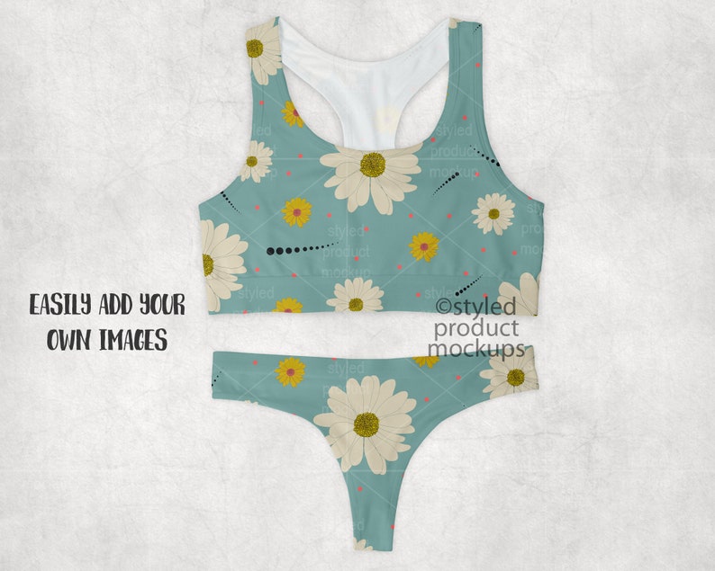Dye Sublimation Sports Bra and Thong Underwear Set Mockup Etsy