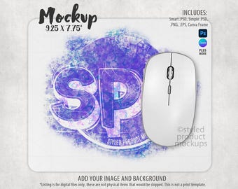 7.75 x 9.25 Rectangle Mousepad Mockup | Add your own image and background | Smart PSD Mousepad Mockup | Canva Frame Mousepad Mockup