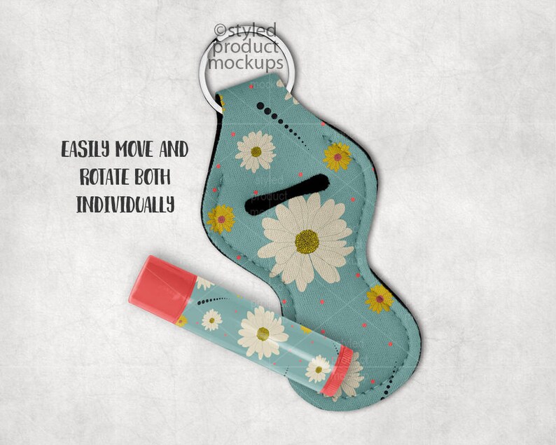 Lip Balm Holder With Key Ring Mockup Template Add Your Own Etsy